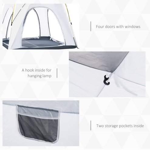 Outsunny 4 Person Automatic Camping Tent, Outdoor Pop Up Tent, Portable Backpacking Dome Shelter, Light Grey