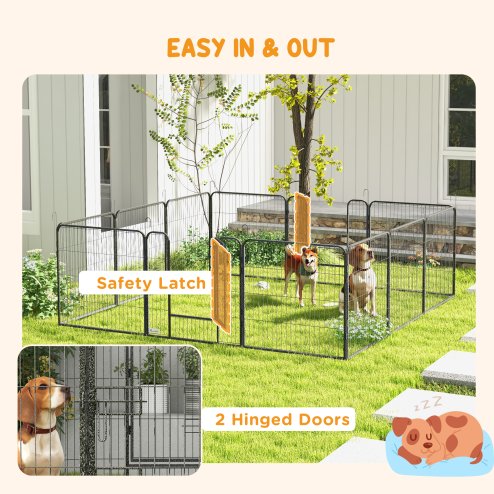 PawHut Dog Pen 12 Panels Puppy Pen Heavy Duty Pet Playpen for Indoor Outdoor for Dogs, Rabbits, Ducks 80cm High