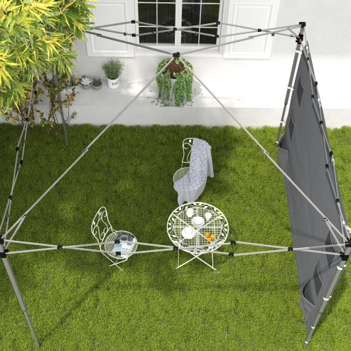 Outsunny Gazebo Side Panel, Canopy Sidewall Panel with 4 Mesh Bags and 2 Storage Pockets for 3 x 3 m Straight Leg Pop Up Gazebos, 1 Pack Sidewall Only, Grey