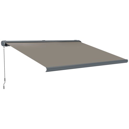 Outsunny 4 x 3(m) Full Cassette Electric Awning with Remote Controller, Aluminium Frame DIY Retractable Garden Awning, UPF50+ Sun Shade Canopy for Deck Door Window, Light Grey