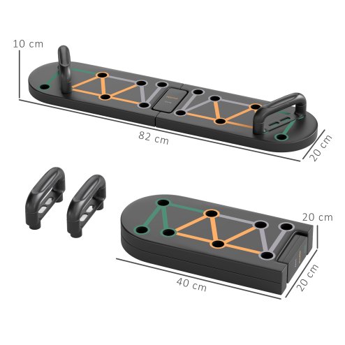 SPORTNOW Foldable Push Up Board, 11-in-1 Press Up Board, Portable Pushup Stand with Non-slip Pads for Arms, Should, Chest Building, Black