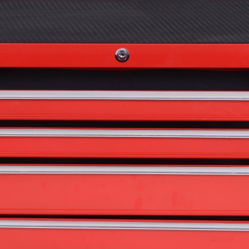 DURHAND 7-Drawer Rolling Tool Chest on Wheels, Lockable Tool Cabinet with Side Handle, Metal Tool Box Trolley for Garage, Workshop, Red