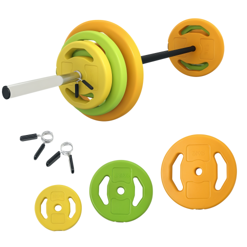 HOMCOM 20kg Barbell Weights Set, Adjustable Weights with Non-slip Handle, for Women and Men Home Gym Exercise Weight Strength Training Image
