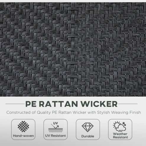 Outsunny Set of 2 Outdoor Wicker Folding Chairs, Patio PE Rattan Dining Armrests Chair set with 7 Levels Adjustable Backrest, for Outdoors, Camping, Grey