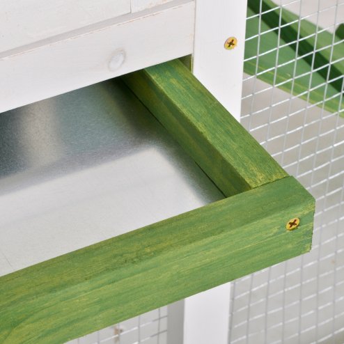 PawHut 2 Tiers Rabbit Hutch and Run Wooden Guinea Pig Hutch Outdoor with Sliding Tray, Ramp, Water-resistant Roof, for 2-4 Rabbits, Green