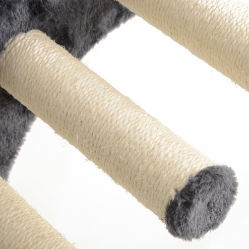 PawHut 4 Piece Cat Shelves, Cat Wall Furniture with Hammock, Scratching Posts, Soft Ladder, Steps, Jump Platforms, for Indoor Kittens - Dark Grey