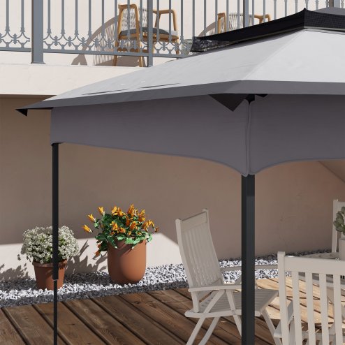 Outsunny Gazebo for 3.25m x 3.25m Frame, 2 Tier Gazebo Cover, UV Protection, Grey