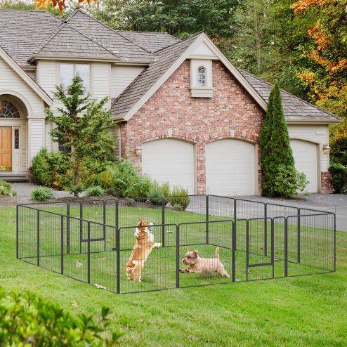 PawHut Dog Pen 16 Panels Puppy Pen Heavy Duty Pet Playpen for Indoor Outdoor for Dogs, Rabbits, Ducks 80cm High