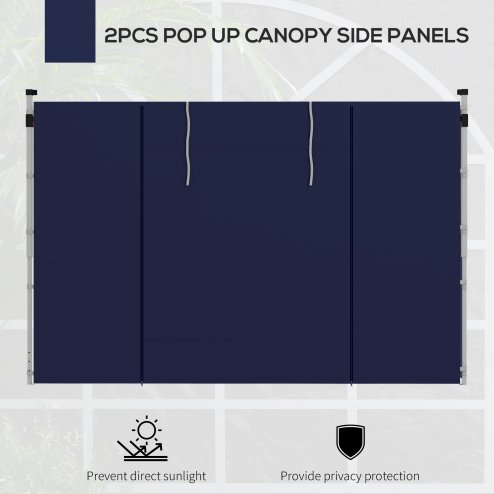 Outsunny Gazebo Side Panels with Windows and Doors, for 3x3(m) or 3x6m Pop Up Gazebo, 2 Pack Sides Replacement, Blue