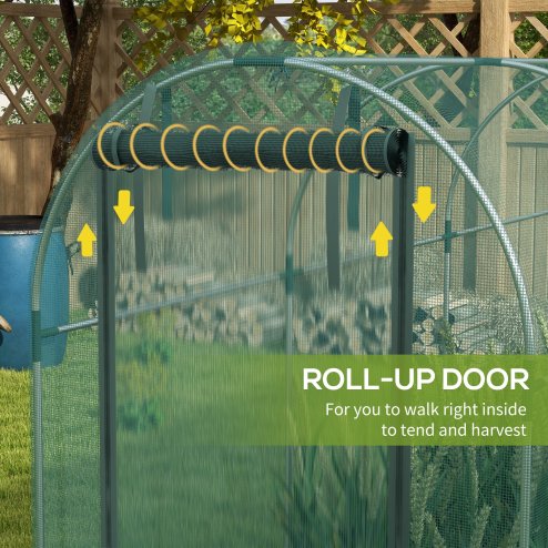 Outsunny Fruit Cage Bird Netting, Heavy Duty Fruit and Vegetable Protection Tent with Zipped Door, Anti Bird, Insects, Small Animals, 1.2 x 3.6 x 1.9m, Green