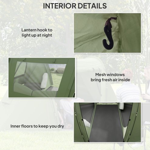Outsunny 3 Man Camping Tent with Living Area and 2 Bedrooms, 3000mm Waterproof Family Tent with Sewn-in Groundsheet, Portable Dome Tent with Bag for Hiking, Festival, Backpacking, Green