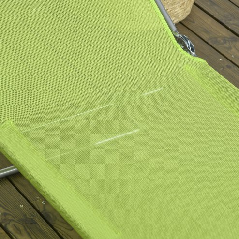 Outsunny Set of 2 Outdoor Foldable Sun Loungers, Adjustable Backrest Garden Recliner Sun Lounger Chair with Headrest Pillow, Green