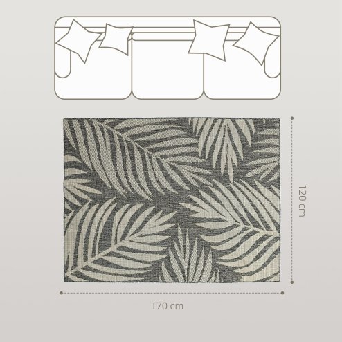 HOMCOM UV Resistant Indoor & Outdoor Area Rug, Easy-Cleaning Machine Washable Rug for Patio, Garden, Kitchen, Bathroom or Living Room, 170 x 120 cm, Grey