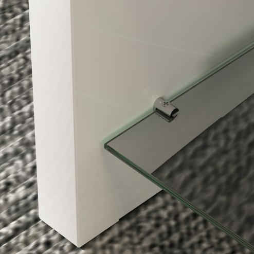 HOMCOM High Gloss Coffee Table with Storage, Two-Tier Living Room Table with Glass Shelf, Modern Centre Table for Home Office, 100 x 45 x 45cm, High Gloss White