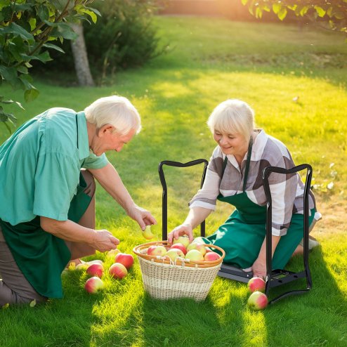 Outsunny 2 in 1 Garden Kneeler Seat, Kneeling Pad Support Bench, Foldable Knee Protector, Grey