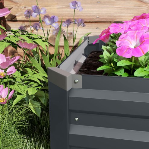 Outsunny Galvanised Raised Bed for Garden, Rectangular Outdoor Elevated Planter Box with Safety Edging and Open Bottom for Growing Flowers, Herbs and Vegetables, 240 x 60 cm, Grey