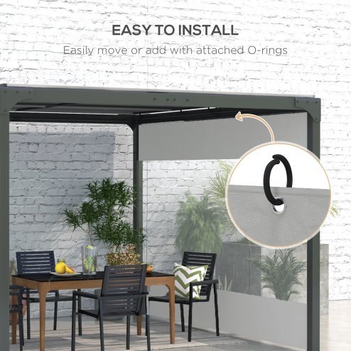 Outsunny 2 Pack Pergola Gazebo Side Panels with Large Window, for 3(m) Long Garden Pergola, 3x2m Gazebo Side Curtains Replacement, Grey