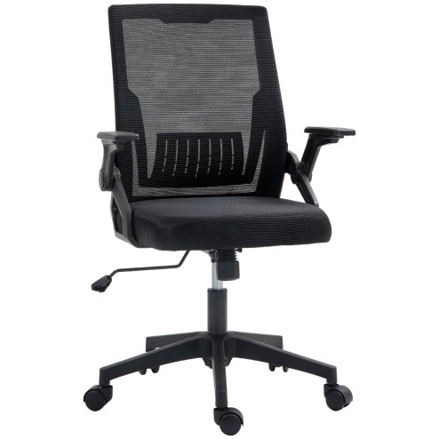 Vinsetto Mesh Office Chair, Desk Chair with Lumbar Support, Flip-up Armrest, Swivel Wheels, Adjustable Height, Black