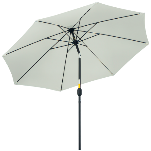 Outsunny 2.7M Garden Parasol Umbrella with Glass Fibre Ribs and Aluminium Frame, Tilting Sun Shade Shelter Canopy, Cream White