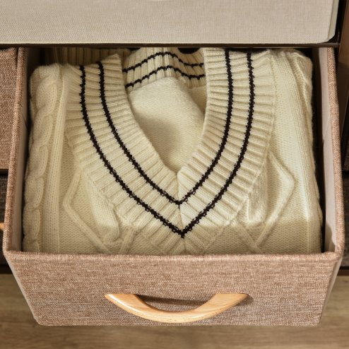 HOMCOM Chest of Drawers with 7 Foldable Drawers, 3-Tier Fabric Bedroom Dresser, Clothes Storage Unit for Bedroom, Living Room