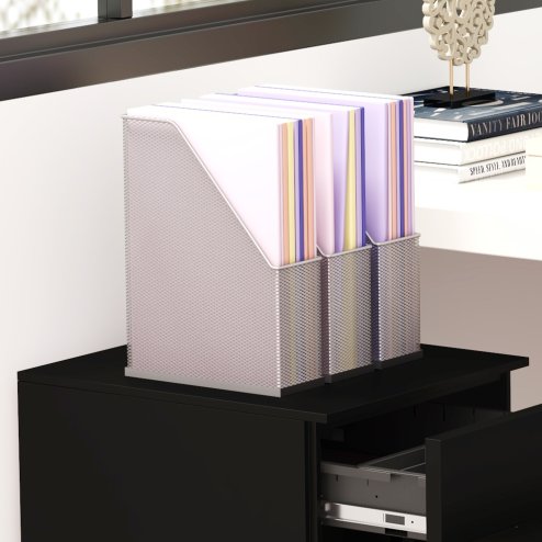 Vinsetto 3-Drawer Vertical Filing Cabinet with Pencil Tray, Lock and 5 Wheels, Steel Mobile File Cabinet, for A4, Legal and Letter Size, Pre-Assembled Body, Black