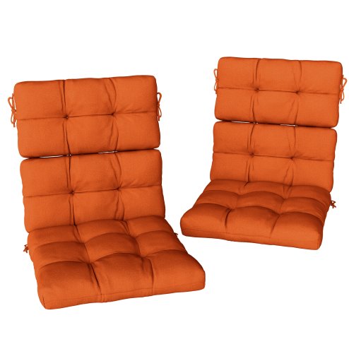 Outsunny 2pc Outdoor Seat Cushions with Backrest, Ties, Water Repellent Seat Pads for Chair, Garden Patio, Orange Image