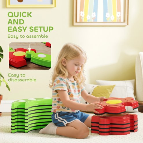 AIYAPLAY 13 PCS Kids Balance Beam, Stepping Stones Set with Non-slip Textured Surface & Bottom, Outdoor Indoor Sensory Toys, Obstacle Course for Toddlers Ages 3-8, Green