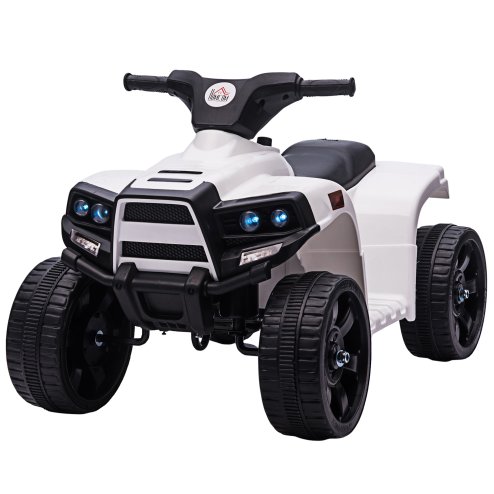 HOMCOM 6V Kids Electric Ride on Car, All Terrain Vehicle Toy, Quad Bike With Headlights, Horn, for Toddlers 18-36 Months White Image