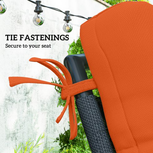 Outsunny 2pc Outdoor Seat Cushions with Backrest, Ties, Water Repellent Seat Pads for Chair, Garden Patio, Orange
