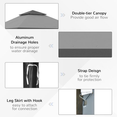 Outsunny 4 x 4m Pop-up Gazebo Double Roof Canopy Tent with UV Proof, Roller Bag & 3-Level Height Adjustable Outdoor Party, Steel Frame, Grey