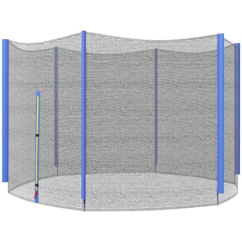 SPORTNOW 10ft Trampoline Net Replacement with 6 Plastic Pole Covers, Weather-Resistant Trampoline Netting Replacement with Zipped Entrance, Poles Not Included, Blue