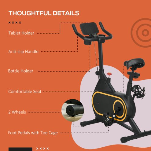 SPORTNOW Exercise Bike, Magnetic Indoor Cycling Bike, 264lbs Weight Capacity Stationary Bike, with Silent Flywheel, LCD Display, Bottle/Tablet Holder, Comfortable Seat, for Home Cardio Workout