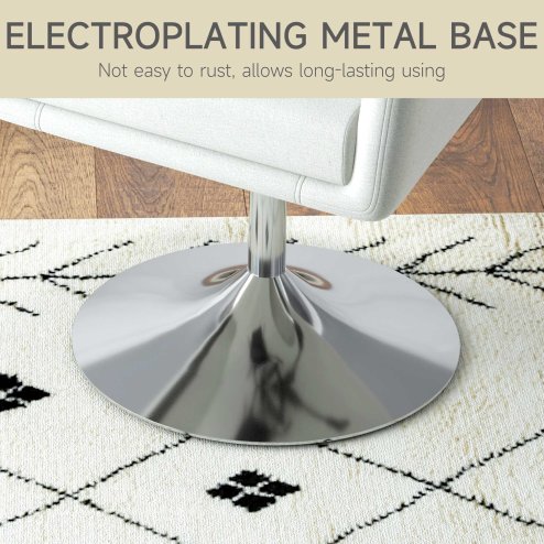 HOMCOM Swivel Linen Fabric Accent Chair for Living Room Contemporary Vanity Armchair with Adjustable Height Thick Cushion Lumbar Support Armrest for Bedroom Office Cream White