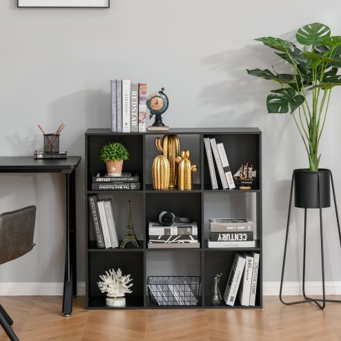 HOMCOM 3-tier 9 Cubes Storage Unit Particle Board Cupboard Bookcase Organiser Home Office Shelves