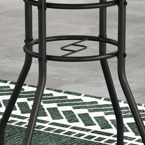 Outsunny ??60 cm Garden Round Coffee Table,  Outdoor Side Table with Tempered Glass Printed Table Top and Foot Pads for Porch, Balcony, Tan Brown