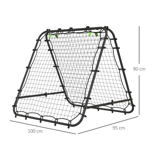 HOMCOM Double-Sided Football Rebounder Net, Football Rebound Net Target Goal with Five Adjustable Angles, Black