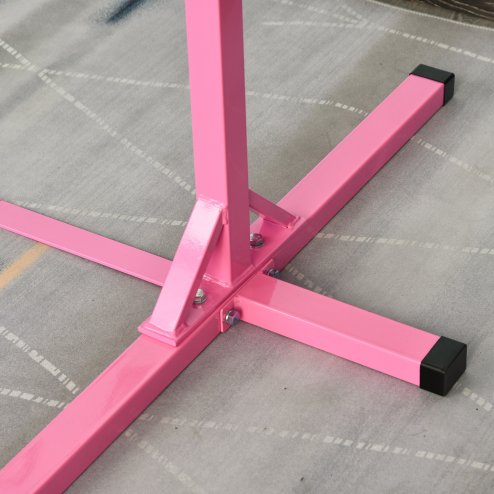 HOMCOM Height Adjustable Gymnastics Horizontal Bar For Kids Home Gym Training Children Junior Kip High Bar Fitness, Pink