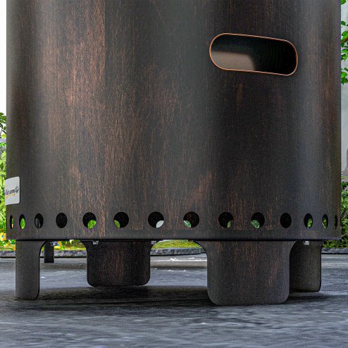 Outsunny Smokeless Fire Pit, 45cm Portable Wood Burning Firepit with Poker, Stainless Steel Liner for Garden Camping Bonfire Party, Metal, Black