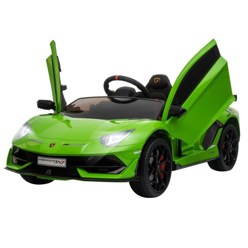 HOMCOM Lamborghini Aventador Licensed 12V Kids Electric Ride On Car Racing Car Toy with Parental Remote Control Battery-powered 2 Motors Music Lights for 3-8 Years Old Green