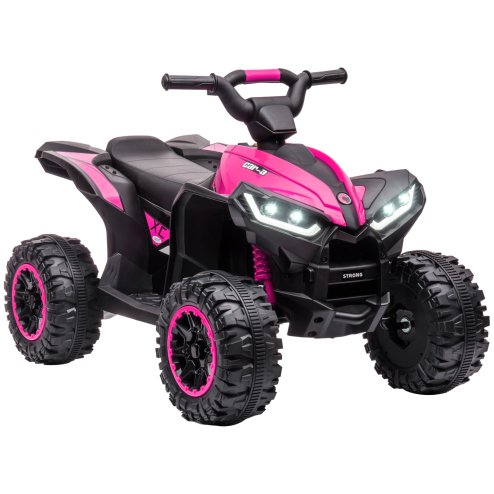 HOMCOM 12V Electric Quad Bike for Kids Ride On Car Toy, with Forward Reverse Functions, LED Headlights, Music, for Ages 3-5 Years - Pink