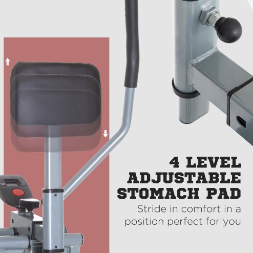 HOMCOM Upright Elliptical Cross Trainer, Air Walker with LCD Monitor for Aerobic Exercise, Cross Trainers Exercise Machines for Home, 110kg Capacity, 96 x 60 x 152cm, Grey