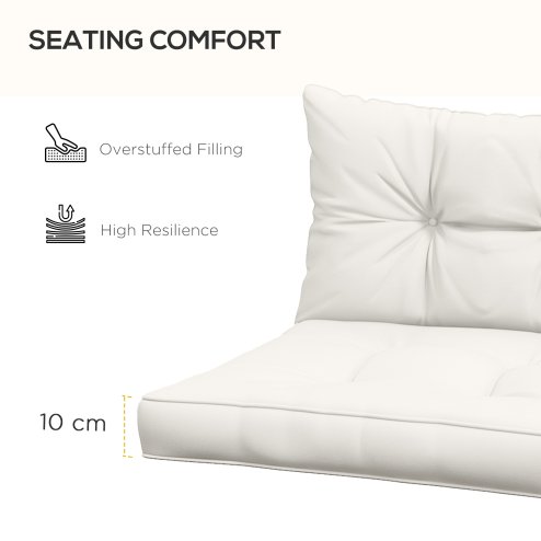 Outsunny 2pc Outdoor Seat Cushions Back Cushions, 60 x 60 x 10cm Water Repellent Seat Pads for Garden Patio Kitchen Office Chairs, White