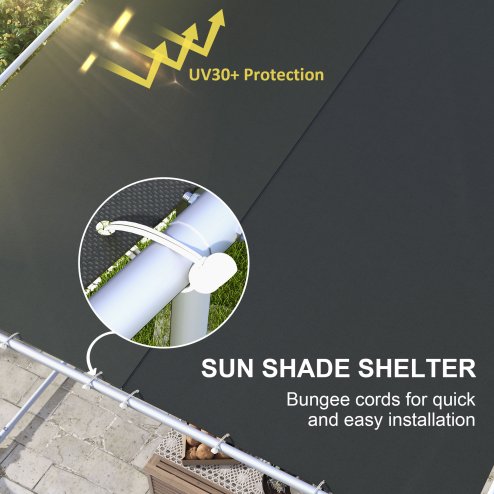 Outsunny 3 x 3(m) Mobile Pergola, Lean to Garden Gazebo with Wheels, UV-Resistant Canopy and Sandbags, Outdoor Sun Shade Shelter for Porch, Patio, Deck, Grey