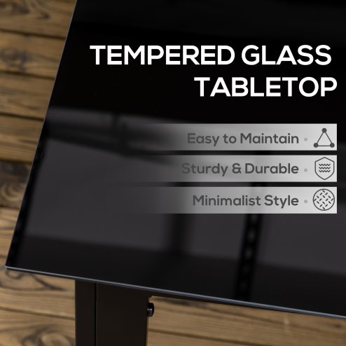 Outsunny Outdoor Dining Table for 6, Aluminium Rectangular Garden Table with Tempered Glass Tabletop for Yard, Deck, Patio, 150 x 90 x 74 cm, Black