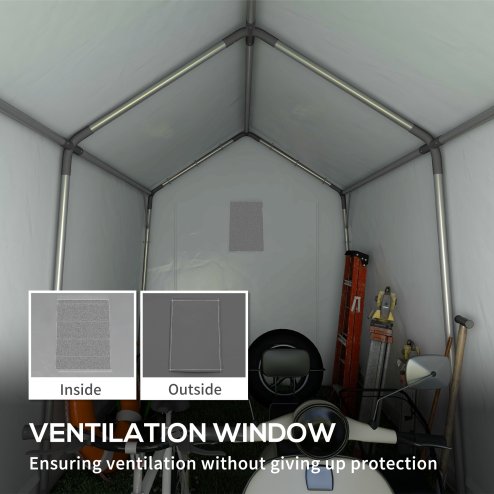 Outsunny 2.1 x 3.6 (m) Garden Storage Tent, Portable Shed with Heavy Duty Galvanised Steel Frame, Ventilation Window, Roll-up Zipper Door, for Bike, Motorbike, Garden Tools, Dark Grey