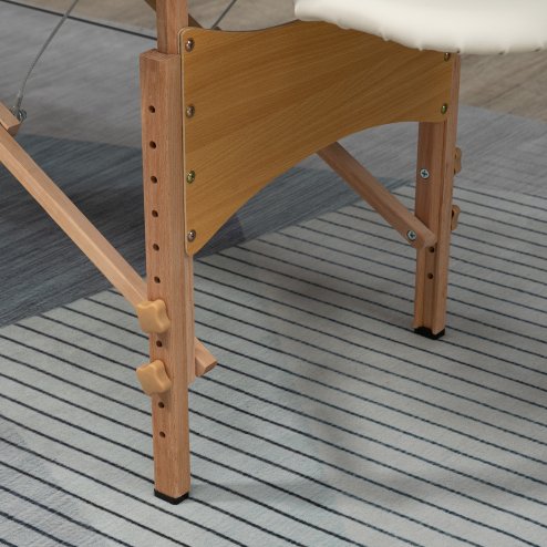 HOMCOM Portable Massage Bed, Folding Spa Beauty Massage Table with 2 Sections, Carry Bag and Wooden Frame, Cream White