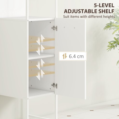 HOMCOM Tall Bathroom Cabinet, Slim Bathroom Storage Cabinet with 3 Open Shelves and Adjustable Shelf, Freestanding Storage Cupboard, 33 x 33 x 185 cm