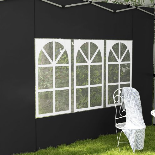 Outsunny Gazebo Side Panels with Window for 3x3(m) or 3x4m Pop Up Gazebo, 2 Pack Sides Replacement, Black
