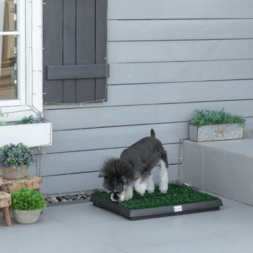 PawHut Indoor Pet Dog Toilet Mat Potty Tray Training Grass Restroom with Tray and Loo Pad  (51L x 63W x 6T (cm) ) Image