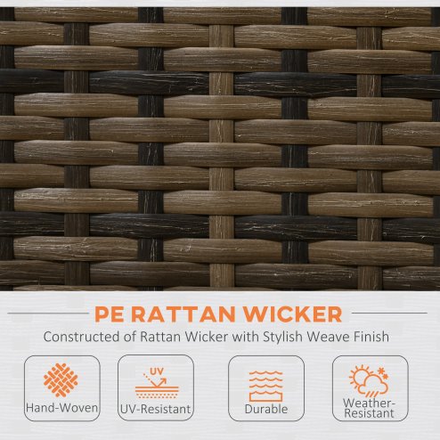 Outsunny 4 Seater Rattan Corner Sofa Set, Wicker Rattan Garden Furniture Set with Loveseats, Tables, Cushions for Outdoor, Patio, Orange